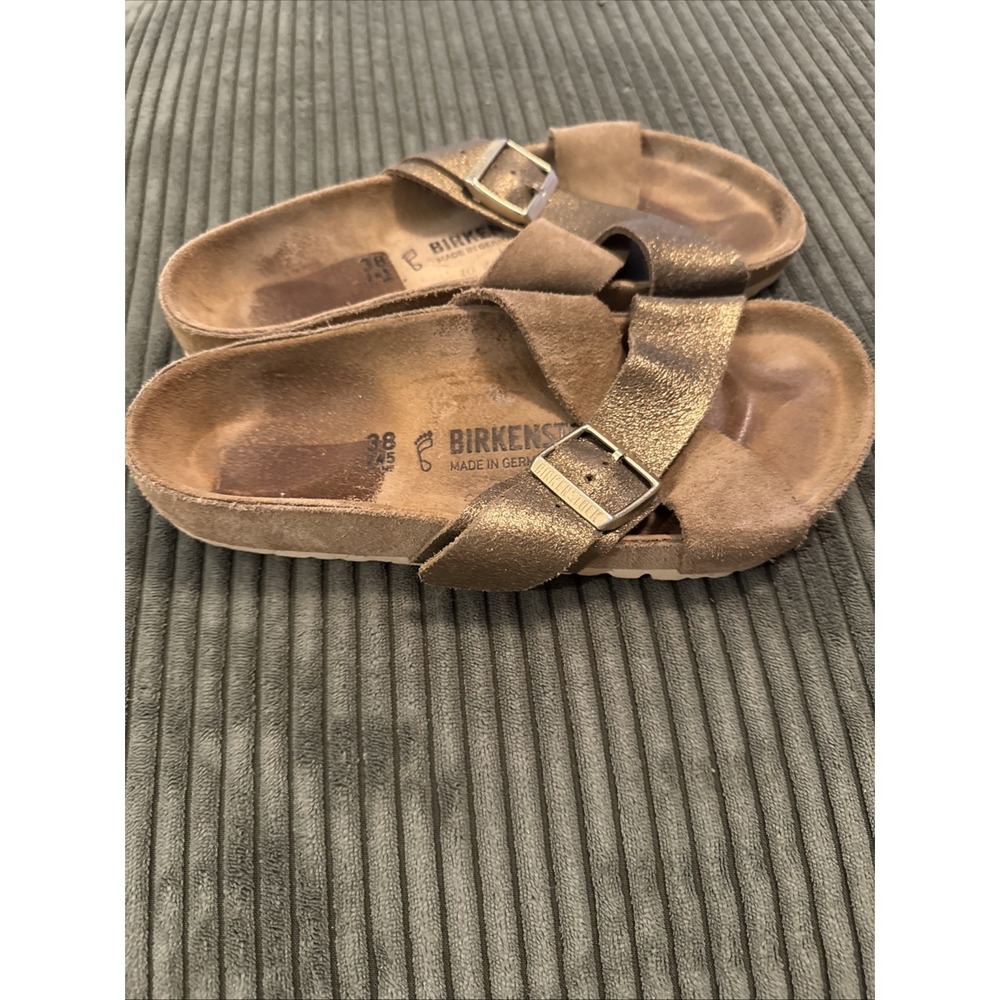 Birkenstock Sienna Sandals Golden Metallic Brown 39 Big Buckle US 8 8.5 - Picture 2 of 8